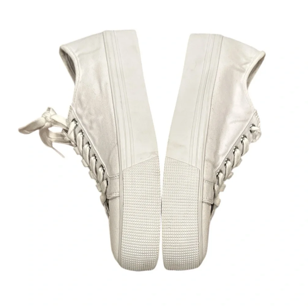 BODEN RAINBOW STRIPE BACK White Canvas PLATFORM Sneakers 40